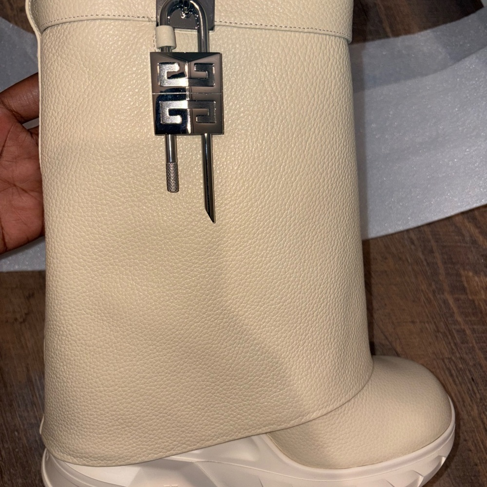 Givenchy Beige Leather Biker Boots